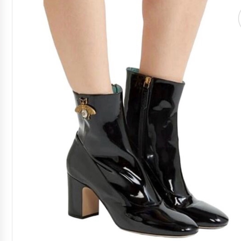 Gucci Lois Bee Patent leather ankle Booties